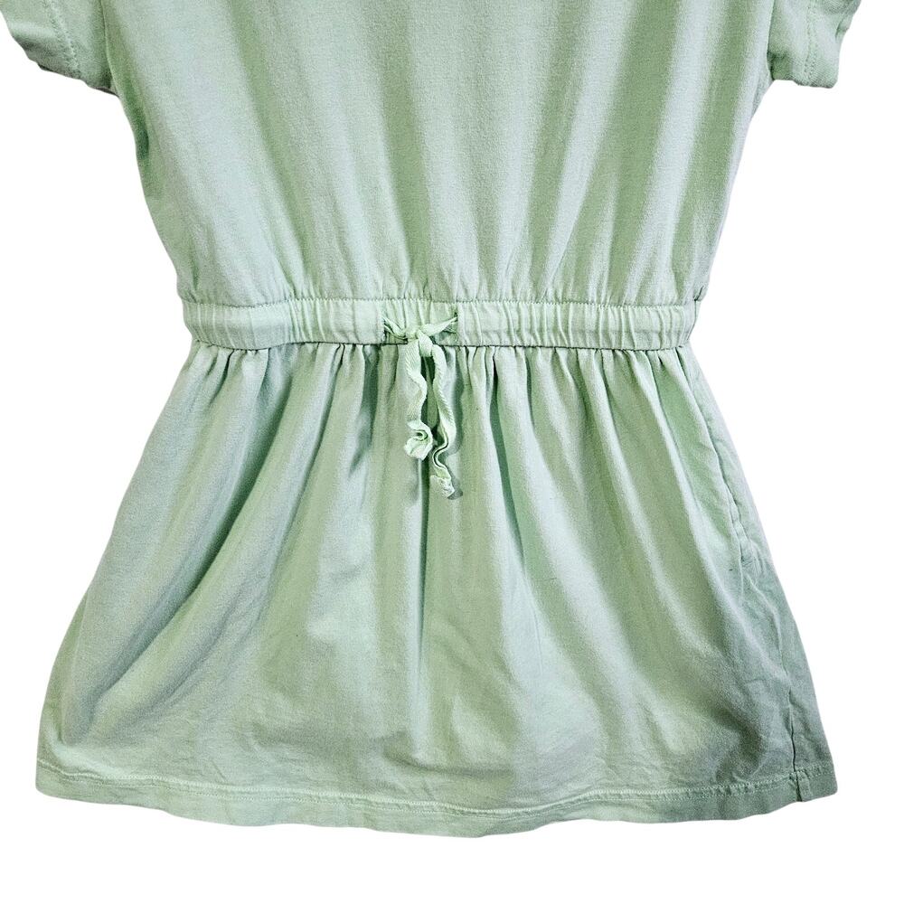 Primary Girls 4-5 Short Sleeve Cinch Waist Dress Light Pastel Green 100% Cotton - Picture 3 of 6